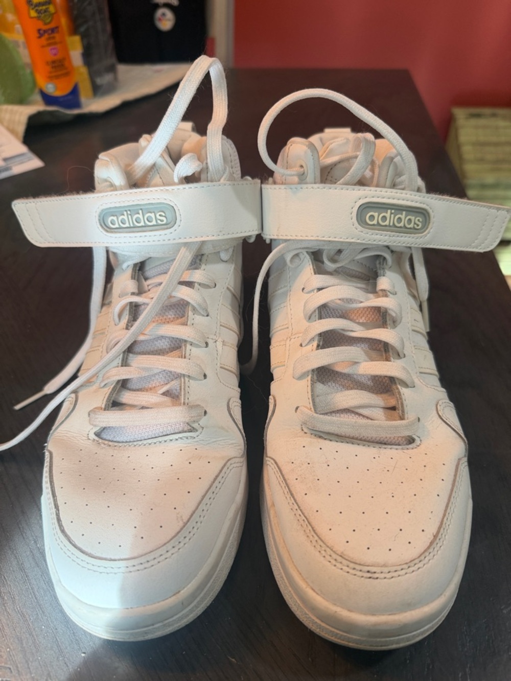 adidas White High-Top Sneakers with Strap